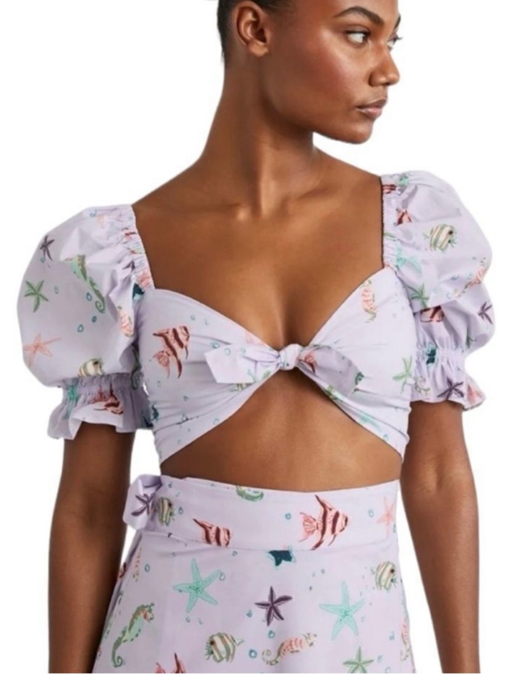 Hill House Home Isabella Crop Top in Sea Creatures Print - Size Small
